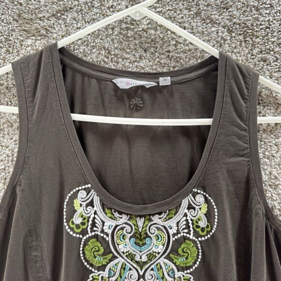 Athleta Shirt Womens Extra Large Gray Embroidered Tank Top Sleeveless Cotton - Picture 3 of 14